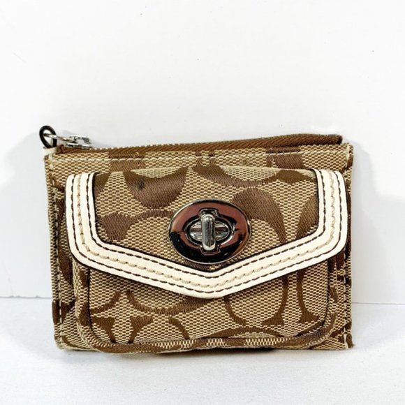 Coach Handbags - COACH Logo Mini Coin Wallet Purse Flap Zipper Bags
